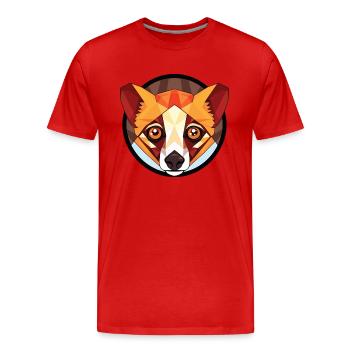 Rouge Vari Lémurien Coloré Aquarelle Animal Cartoon - T-shirt bio Premium Homme - rouge - Devant - Damien (186cm)
