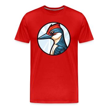 Illustration animale aquarelle colorée de pic - T-shirt bio Premium Homme - rouge - Devant - Damien (186cm)