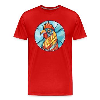 Chicken Colorful Watercolor Animal Illustration - Men's Premium Organic T-Shirt - red - Front - Damien (186cm)