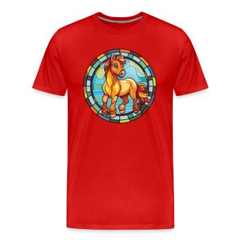 Poney Bébé Cheval Aquarelle Colorée Animal Cartoon - T-shirt bio Premium Homme - rouge - Devant - Damien (186cm)