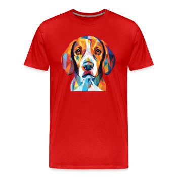 Beagle Harrier Scent Hound Dog Breed Watercolor - Men's Premium Organic T-Shirt - red - Front - Damien (186cm)