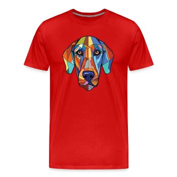 Braque Saint Germain chien race aquarelle colorée - T-shirt bio Premium Homme - rouge - Devant - Damien (186cm)