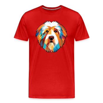 Illustration à l’aquarelle de race de chien de berger catalan - T-shirt bio Premium Homme - rouge - Devant - Damien (186cm)
