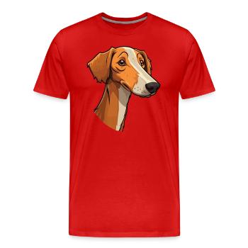 Lurcher chien race dessin animé Kawaii Illustration - T-shirt bio Premium Homme - rouge - Devant - Damien (186cm)