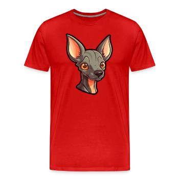 Inca Hairless Dog Breed Cartoon Kawaii Illustratio - Men's Premium Organic T-Shirt - red - Front - Damien (186cm)