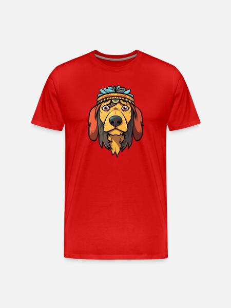Indische Pariah-Hunderasse Karikatur Kawaii Illustration - Männer Premium Bio T-Shirt - Rot