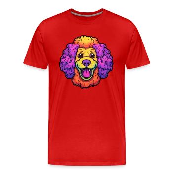 Corded Poodle Dog Breed Cartoon Kawaii Illustratio - Men's Premium Organic T-Shirt - red - Front - Damien (186cm)