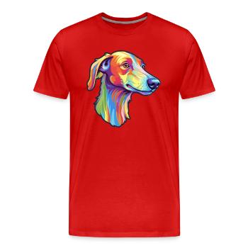 Lurcher chien race dessin animé Kawaii Illustration - T-shirt bio Premium Homme - rouge - Devant - Damien (186cm)
