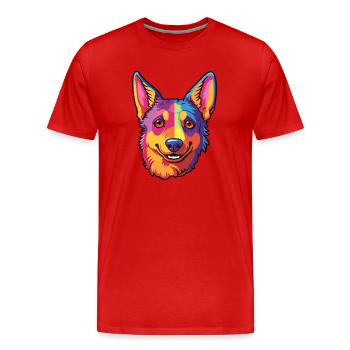 Lancashire Heeler Dog Breed Cartoon Kawaii Illustr - Men's Premium Organic T-Shirt - red - Front - Damien (186cm)