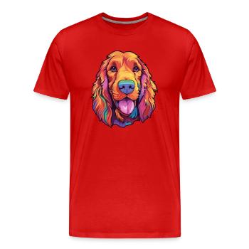 Irischer Setter Hund Rasse Cartoon Kawaii Illustration - Männer Premium Bio T-Shirt - Rot - Vorne - Damien (186cm)