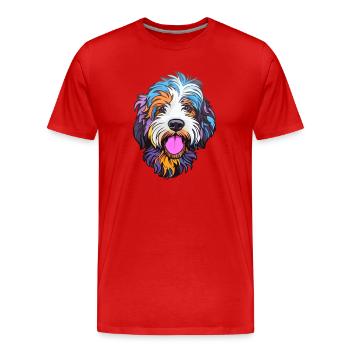 Schapendoes race de chien dessin animé Kawaii Illustration - T-shirt bio Premium Homme - rouge - Devant - Damien (186cm)