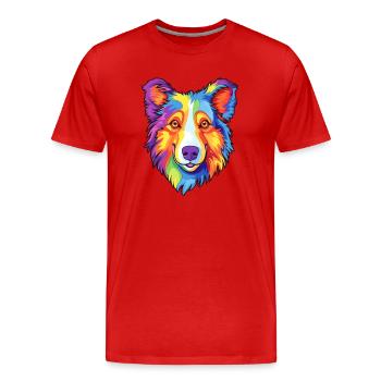 Scotch Collie Dog Breed Cartoon Kawaii Illustratio - Men's Premium Organic T-Shirt - red - Front - Damien (186cm)