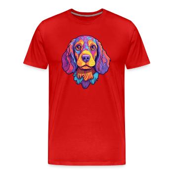 Chien de garde portugais race de chien dessin animé kawaii illus - T-shirt bio Premium Homme - rouge - Devant - Damien (186cm)