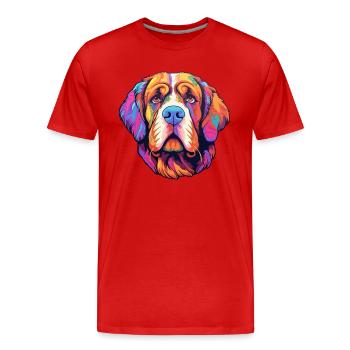 St Bernard Dog Breed Cartoon Kawaii Illustration - Men's Premium Organic T-Shirt - red - Front - Damien (186cm)