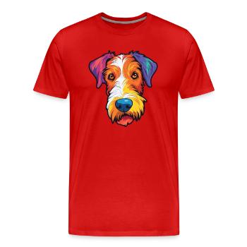 Draht Foxterrier Hunderasse Cartoon Kawaii Illustra - Männer Premium Bio T-Shirt - Rot - Vorne - Damien (186cm)