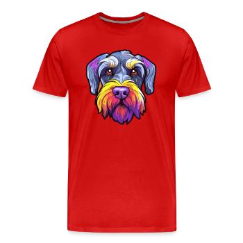 Standard Schnauzer Chien Race Cartoon Kawaii Illust - T-shirt bio Premium Homme - rouge - Devant - Damien (186cm)