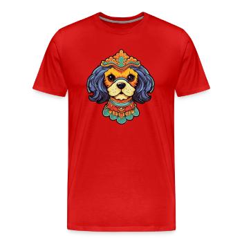 Chinese Imperial Dog Breed Cartoon Kawaii Illustra - Men's Premium Organic T-Shirt - red - Front - Damien (186cm)