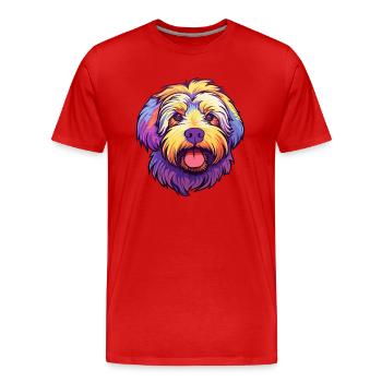 Catalan Sheepdog Dog Breed Cartoon Kawaii Illustra - Men's Premium Organic T-Shirt - red - Front - Damien (186cm)
