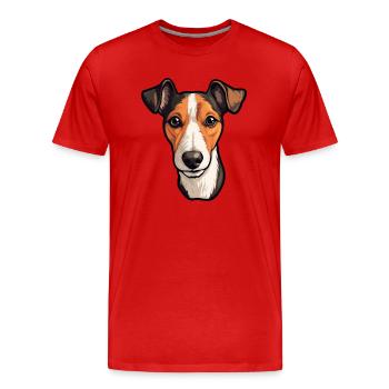 Glatter Foxterrier Hunderasse Cartoon Kawaii Illust - Männer Premium Bio T-Shirt - Rot - Vorne - Damien (186cm)