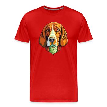 Russe Arlequin chien chien race Cartoon Kawaii I - T-shirt bio Premium Homme - rouge - Devant - Damien (186cm)