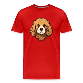 Cockapoo chien race dessin animé kawaii illustration - T-shirt bio Premium Homme - rouge - Devant - Damien (186cm)