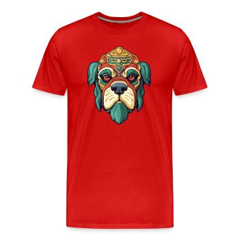 Chinese Imperial Dog Breed Cartoon Kawaii Illustra - Men's Premium Organic T-Shirt - red - Front - Damien (186cm)