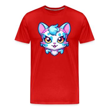 Hantilly Tiffany Katze Aquarell Cartoon Kawaii - Männer Premium Bio T-Shirt - Rot - Vorne - Damien (186cm)