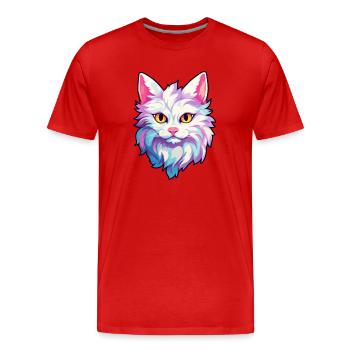 Turc Angora Chat Race Aquarelle Dessin Animé Kawaii - T-shirt bio Premium Homme - rouge - Devant - Damien (186cm)