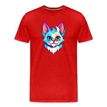 Australian Spotted Mist Cat Colorful Cartoon Kawai - Men's Premium Organic T-Shirt - red - Front - Damien (186cm)