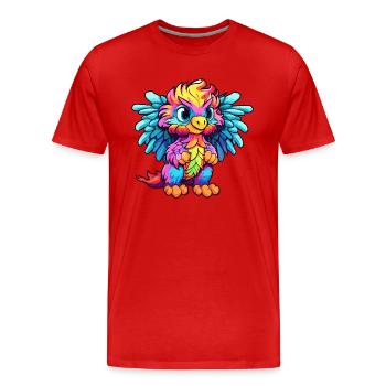 Griffin Colorful Watercolor Cartoon Kawaii Animal - Men's Premium Organic T-Shirt - red - Front - Damien (186cm)