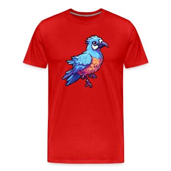 Geai bleu coloré aquarelle dessin animé Kawaii Animal - T-shirt bio Premium Homme - rouge - Devant - Damien (186cm)