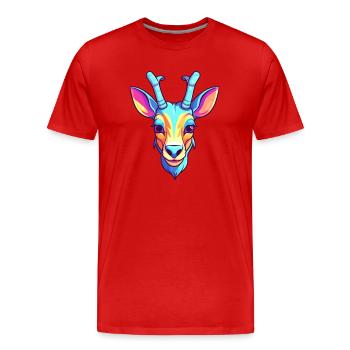 Antilope Aquarelle Colorée Dessin Animé Kawaii Animal - T-shirt bio Premium Homme - rouge - Devant - Damien (186cm)