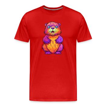 Biber buntes Aquarell Cartoon Kawaii Tier - Männer Premium Bio T-Shirt - Rot - Vorne - Damien (186cm)