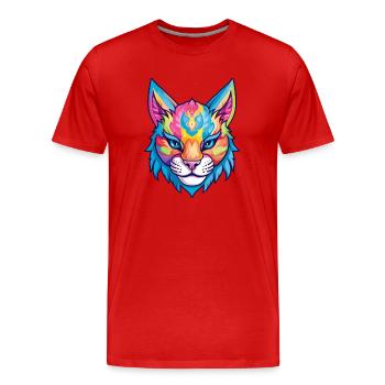 Luchs Buntes Aquarell Cartoon Kawaii Tier - Männer Premium Bio T-Shirt - Rot - Vorne - Damien (186cm)