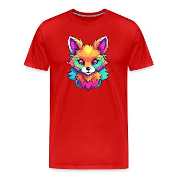 Fuchs Buntes Aquarell Cartoon Kawaii Tier - Männer Premium Bio T-Shirt - Rot - Vorne - Damien (186cm)