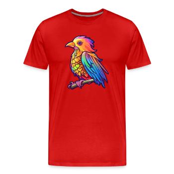 Kuckuck buntes Aquarell Cartoon Kawaii Tier - Männer Premium Bio T-Shirt - Rot - Vorne - Damien (186cm)