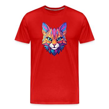 Rotluchs buntes Aquarell Karikatur Kawaii Tier - Männer Premium Bio T-Shirt - Rot - Vorne - Damien (186cm)