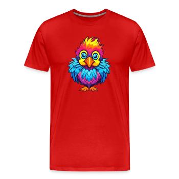 Chicken Colorful Watercolor Cartoon Kawaii Animal - Men's Premium Organic T-Shirt - red - Front - Damien (186cm)
