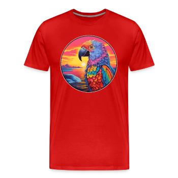 Bird Colorful Watercolor Cartoon Kawaii Animal - Men's Premium Organic T-Shirt - red - Front - Damien (186cm)
