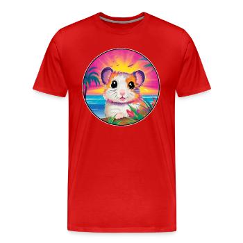 Hamster Colorful Watercolor Cartoon Kawaii Animal - Men's Premium Organic T-Shirt - red - Front - Damien (186cm)