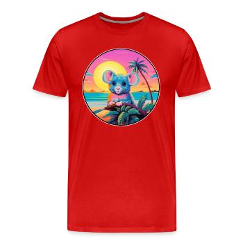 Mouse Colorful Watercolor Cartoon Kawaii Animal - Men's Premium Organic T-Shirt - red - Front - Damien (186cm)