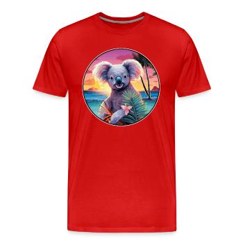 Koala Buntes Aquarell Cartoon Kawaii Tier - Männer Premium Bio T-Shirt - Rot - Vorne - Damien (186cm)