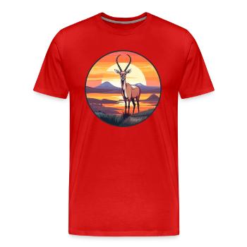 antilope coloré aquarelle dessin animé Kawaii Animal - T-shirt bio Premium Homme - rouge - Devant - Damien (186cm)