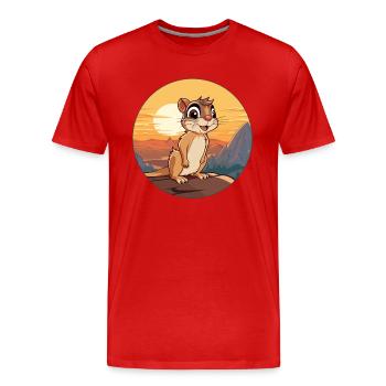 Chipmunk Aquarelle Colorée Dessin Animé Kawaii Animal - T-shirt bio Premium Homme - rouge - Devant - Damien (186cm)