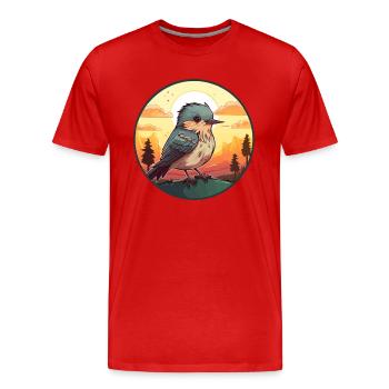 Kuckuck buntes Aquarell Cartoon Kawaii Tier - Männer Premium Bio T-Shirt - Rot - Vorne - Damien (186cm)