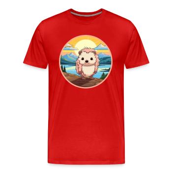 Igel Buntes Aquarell Cartoon Kawaii Tier - Männer Premium Bio T-Shirt - Rot - Vorne - Damien (186cm)