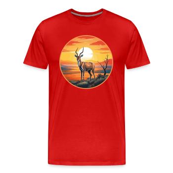 Impala Buntes Aquarell Cartoon Kawaii Tier - Männer Premium Bio T-Shirt - Rot - Vorne - Damien (186cm)