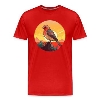Finch Buntes Aquarell Cartoon Kawaii Tier - Männer Premium Bio T-Shirt - Rot - Vorne - Damien (186cm)