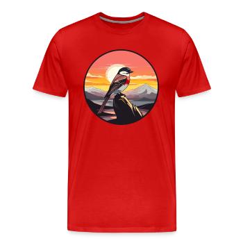 Sparrow Colorful Watercolor Cartoon Kawaii Animal - Men's Premium Organic T-Shirt - red - Front - Damien (186cm)