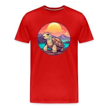 Schildkröte buntes Aquarell Cartoon Kawaii Tier - Männer Premium Bio T-Shirt - Rot - Vorne - Damien (186cm)
